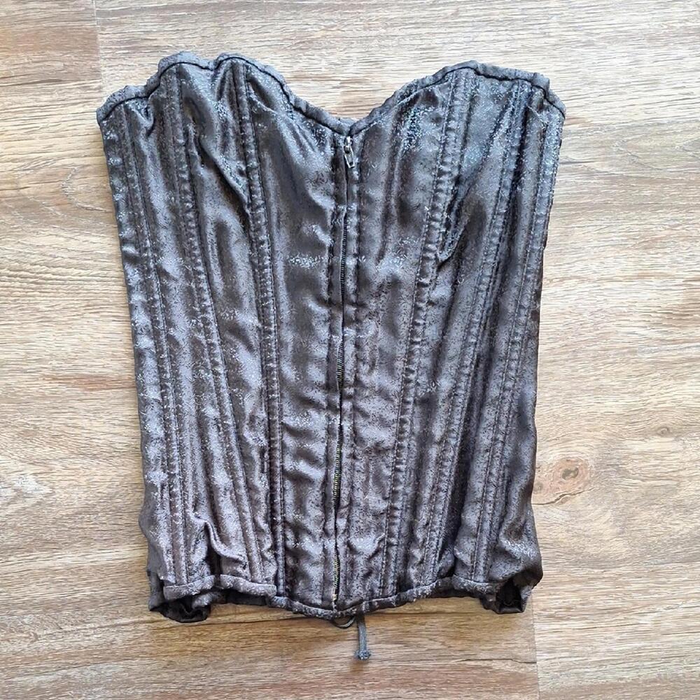 Daisy Corsets Black Zip Front Tie Back Corset Size Medium